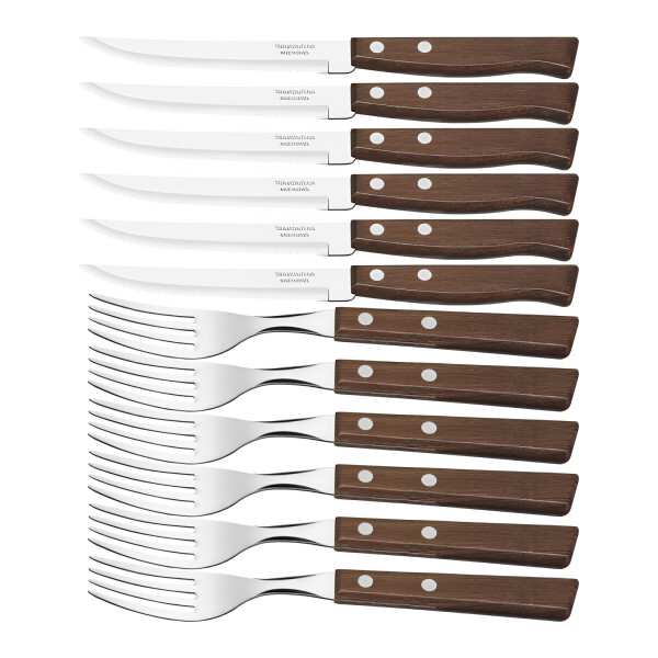 Juego de Cubiertos para Asado 12 Piezas Mango de Madera | Tramontina 22299/009 Juego de Cubiertos para Asado 12 Piezas Mango de Madera | Tramontina 22299/009