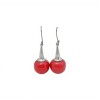 Caravanas Esfera-Plata 925-Piedra Coral rojo-CA3391 conpiedra