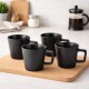 Set x4 Taza de asa recta cerámica 325ml TOKIO NEGRO