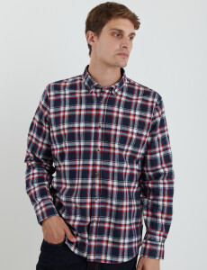 012442 CAMISA HARRINGTON LABEL Azul Osc/rojo