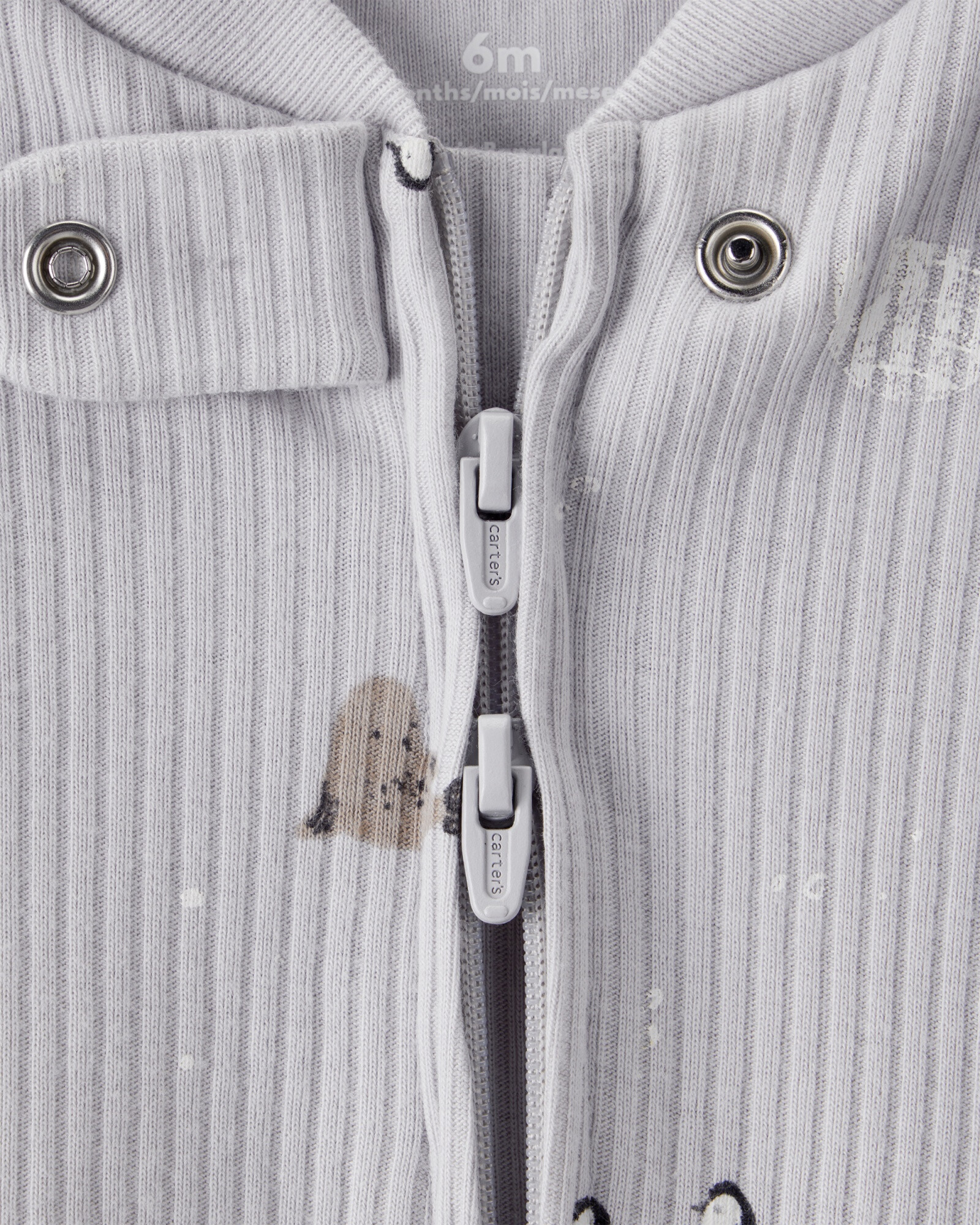 Pijama una pieza de algodón acanalado, con pie, diseño ártico Sin color