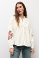 Camisa bordado floral crudo