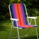 Silla Alta Aluminio Clásica A Rayas VIOLETA Y NARANJA