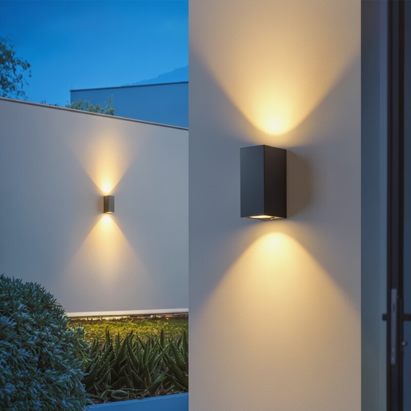 ARTEFACTO EXTERIOR MORITZ PARA ADOSAR EN PARED BIDIRECCIONAL 5W Artefacto Exterior LED Moritz Para Adosar Bidireccional 5W Negro