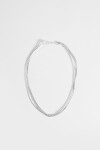 Collar triple cuentas metálicas plateado