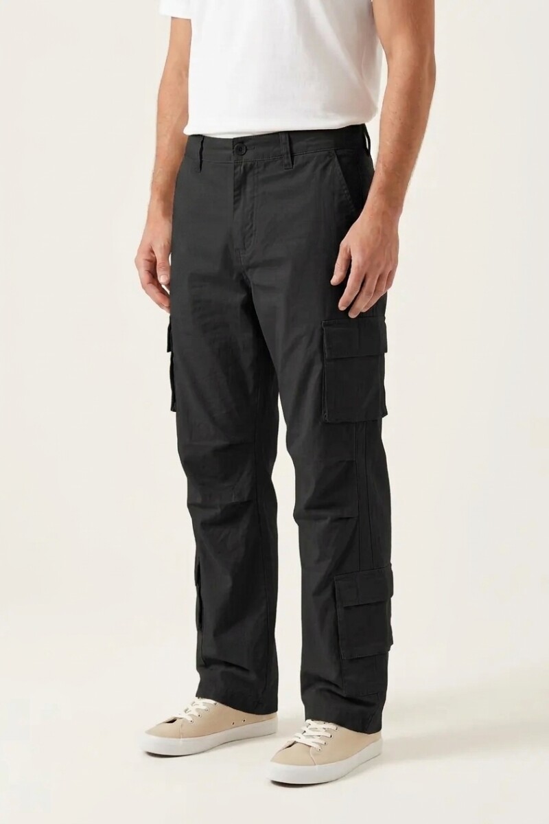 Pantalon cargo recto NEGRO