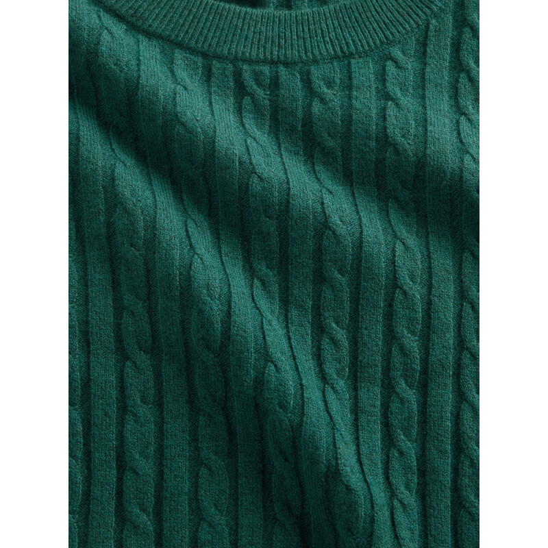 V-LS CASHSOFT CABLE CREW SWEATER JUNE BUG 2