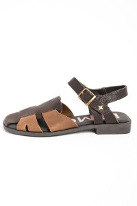 Sandalias Cangrejeras De Cuero Chocolate