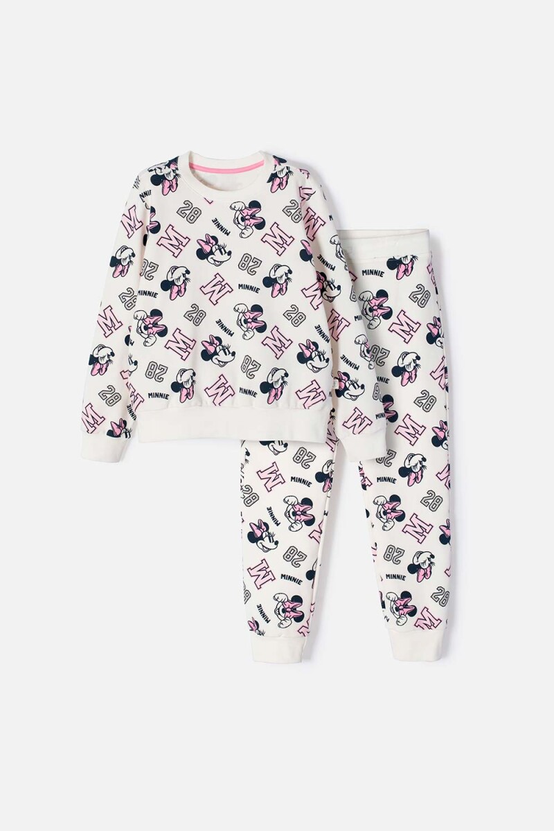 Conjunto m/l largo full print niña MINNIE BLANCO