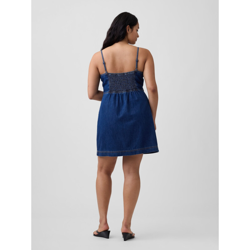 V-JUNE DENIM SL DRESS - MINI MEDIUM WASH