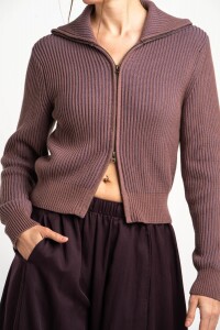 Campera Tejida Algodón Malva