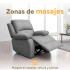 Sofá Sillón Poltrona Reclinable Masajeador Electrico Gris tela