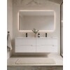 Mueble De Baño Suspendido Blanco Ripado 120 Cm Con doble Bacha Mueble De Baño Suspendido Blanco Ripado 120 Cm Con Doble Bacha