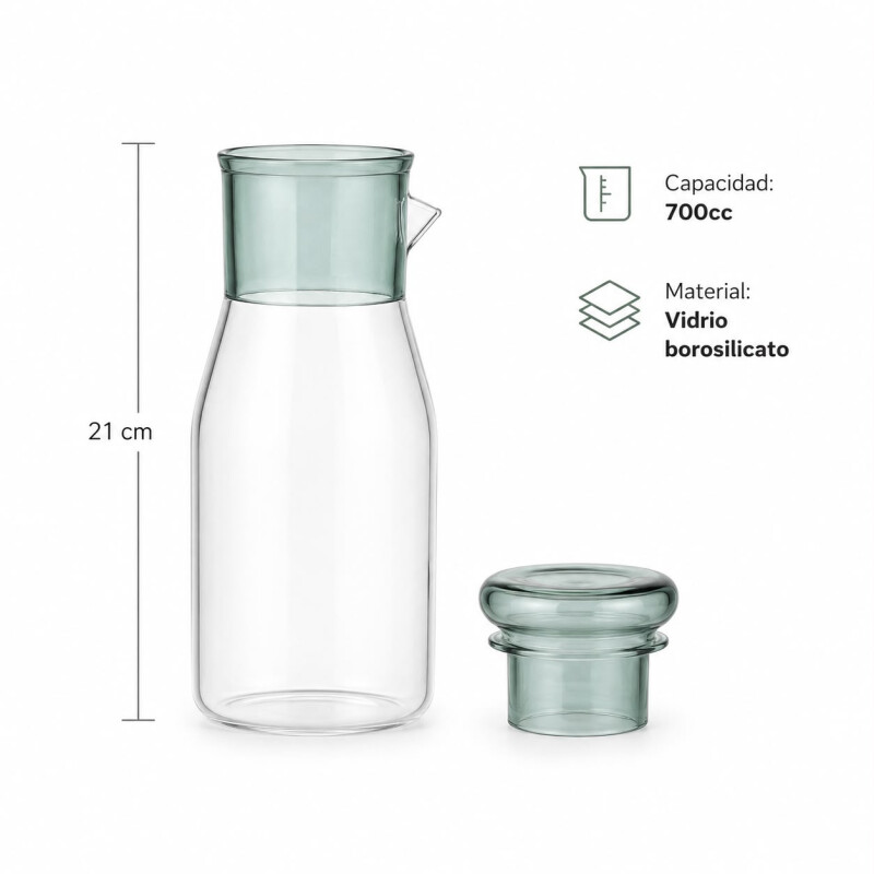 Decantador de Vidrio con Vaso 700ml - Verde Decantador de Vidrio con Vaso 700ml - Verde