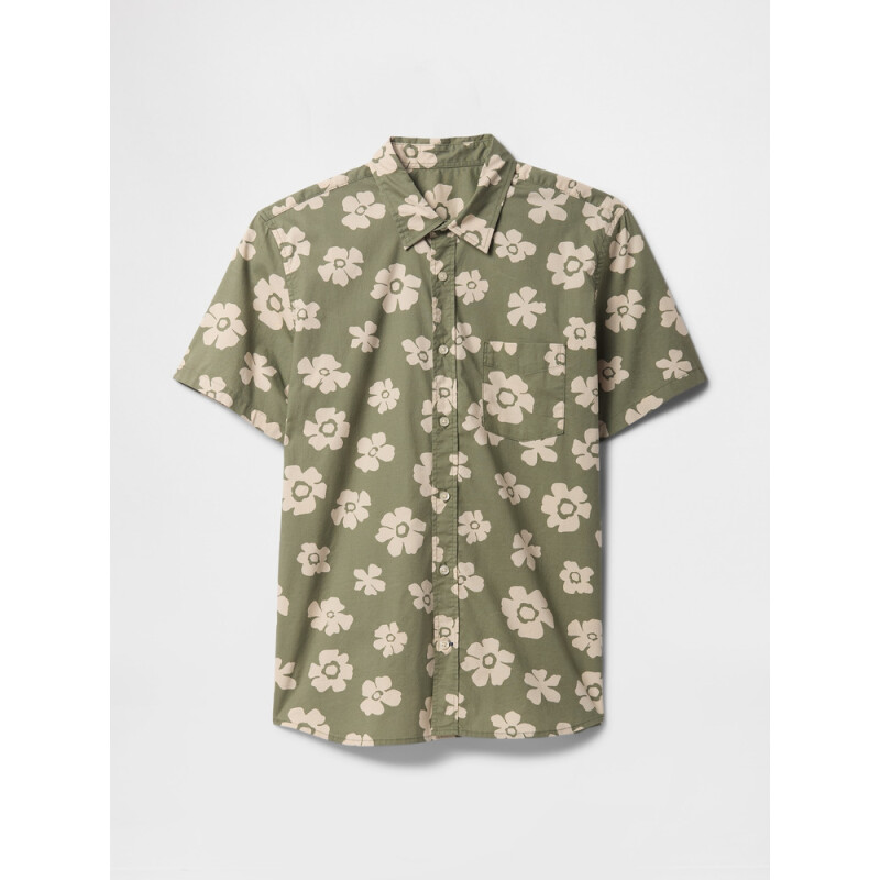 V-SS STANDARD POPLIN GREEN FLORAL
