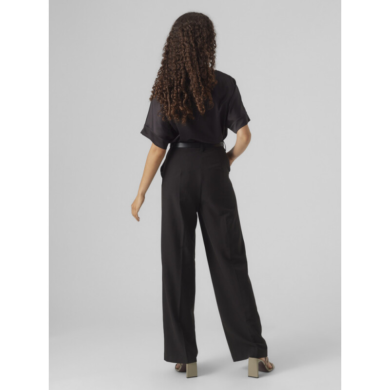 VMMERLE 2/4 O-NECK TOP WVN GA NOOS BLACK