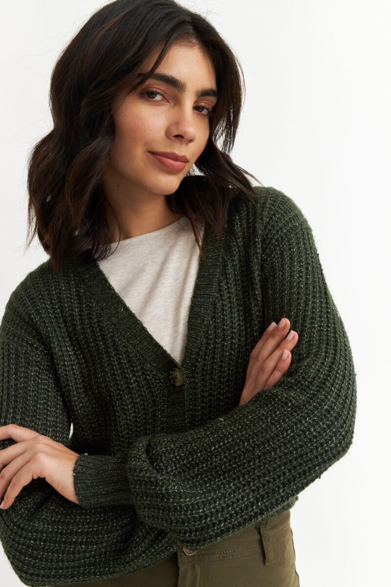 Cardigan con manga balloon VERDE