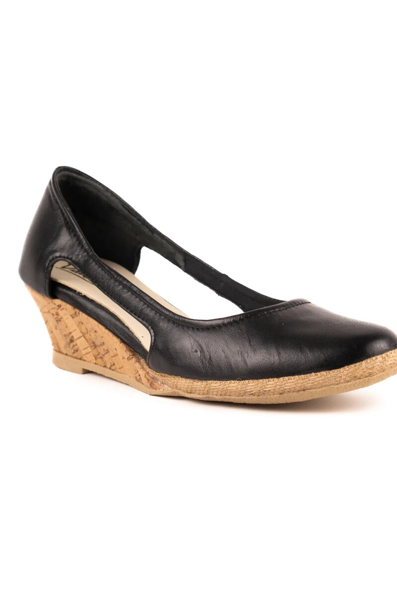 Zapato Taco Corrido Cuero Negro
