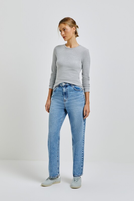 BLUSA ML FEM CINZA MESCLA