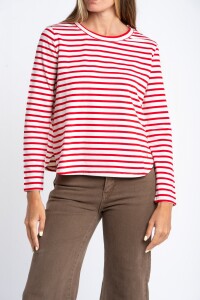 Remera Rayada Algodón Rojo
