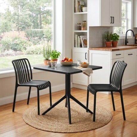 MESA CUADRADA EXTERIOR DE POLIPROPILENO 80CM Mesa Cuadrada para Exterior 80 cm Negra Sky