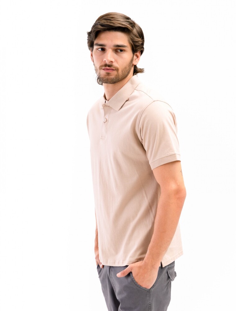 Remera Algodón Polo Jersey Beige