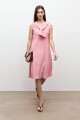Vestido lino detalle desflecado rosado melange