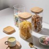Frasco contenedor de vidrio rectangular tapa madera 1100ml