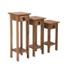 Conjunto Set De Mesas Pedestal Madera Maciza Linea Mexicana Oscuro