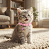 Collar Para Gatos Animal Print Con Cascabel ROSA