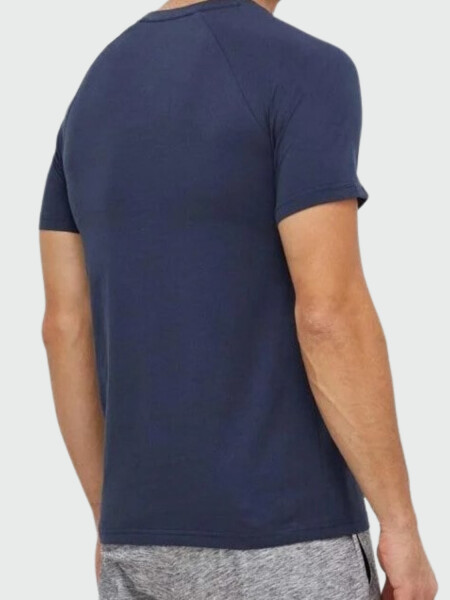 BOSS - Remera de Algodón con raya y logo Azul