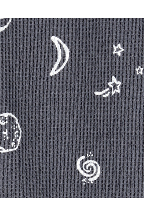 Pijama una pieza de algodón térmico, con pie, diseño espacial Sin color