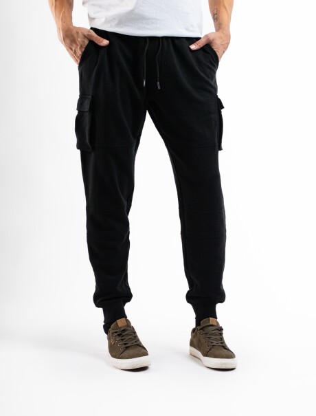 Pantalón Cargo de Felpa Negro