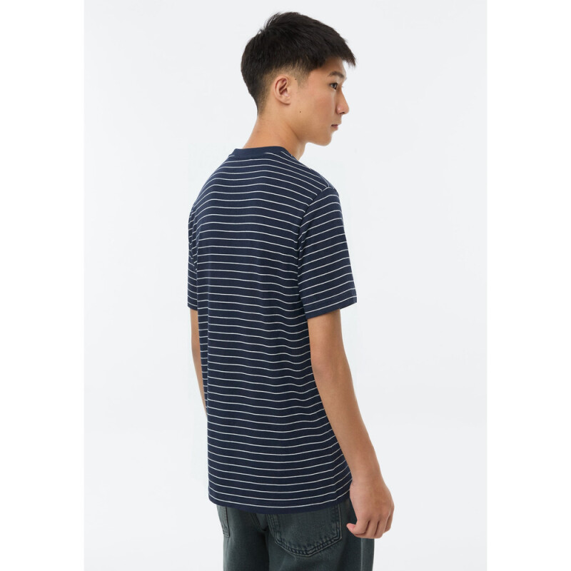 CAMISETA MM MASC LISTRADO AZUL