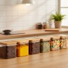 Frasco contenedor de vidrio rectangular tapa madera 750ml