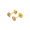 Abridores Estrellas -Oro Bajo- Zirconia rosa-AB8034 conpiedra
