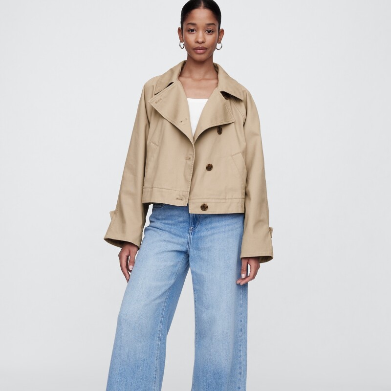 V-CROPPED MODERN TRENCH CARGO KHAKI