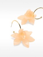 Aros Abiertos Con Maxi Flor rosa