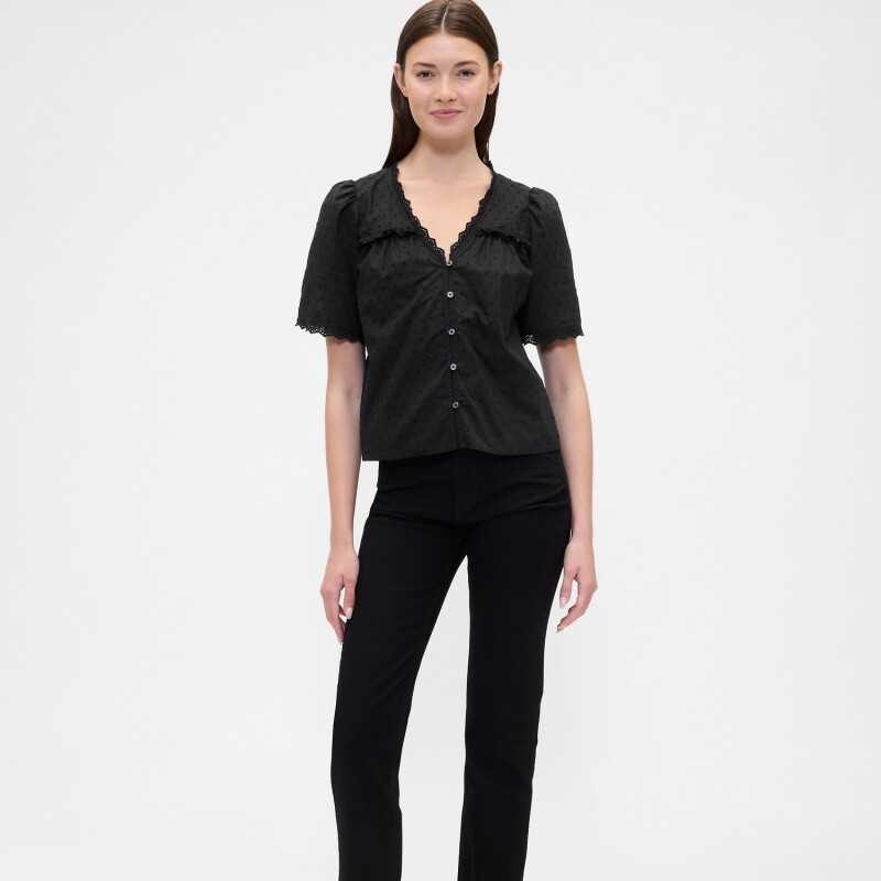 V-SS VNK RUFFLE LACE TOP BLACK 22