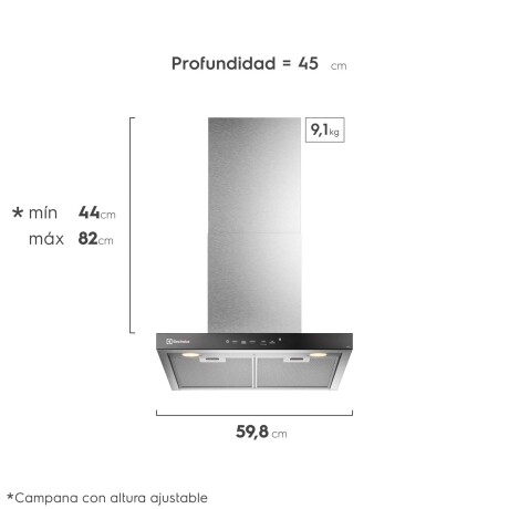 CAMPANA EXTRACTORA 60CM INOX ELECTROLUX EJWL607EXI