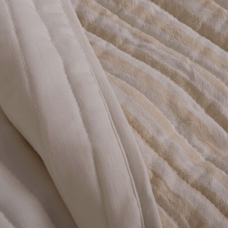 SET CUBRECAMA 2 PLAZAS ALGODON NATURAL-BEIGE COTTON STRIPE ARENA