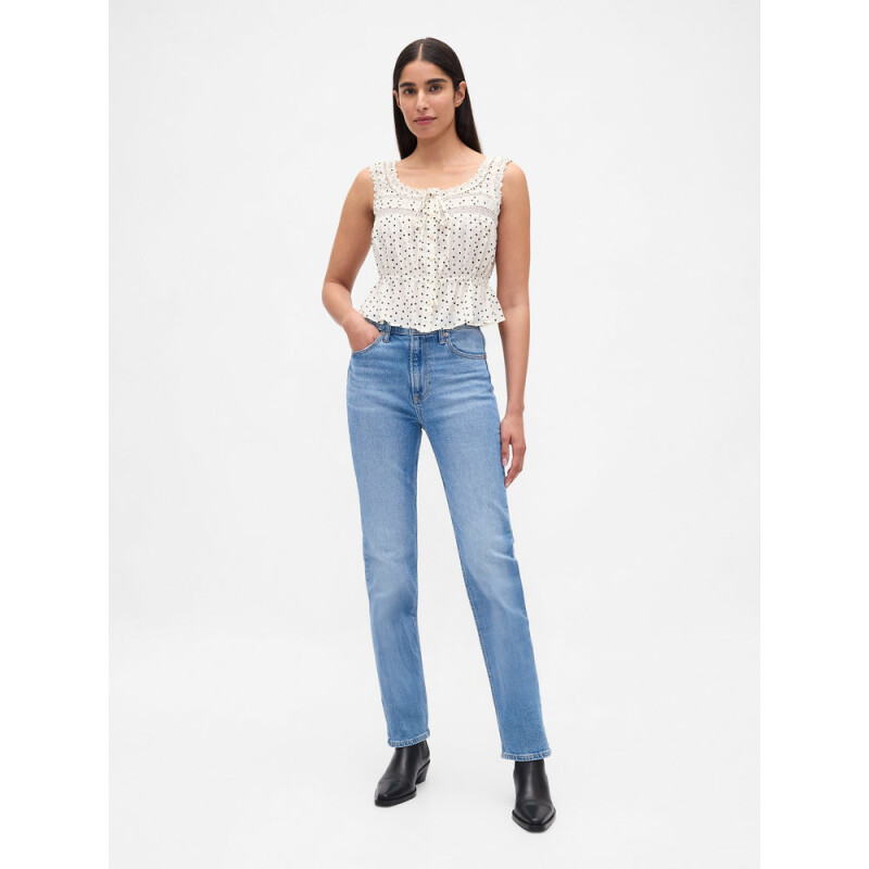 SL LACE TIE FEMME TOP BLACK DOTS