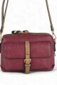 Cartera bandolera bordó con beige