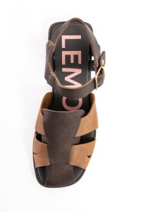 Sandalias Cangrejeras De Cuero Chocolate