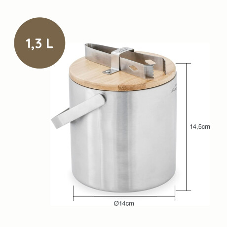 Hielera acero inoxidable con tapa bamboo Hielera acero inoxidable con tapa bamboo