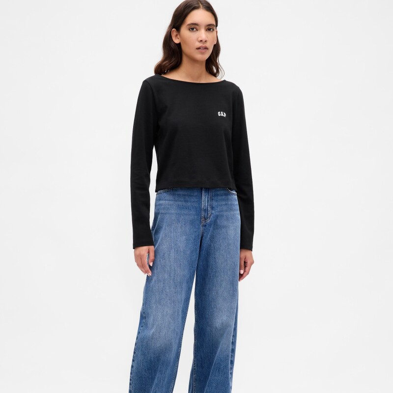 INTL LS CROPPED BOAT TEE TRUE BLACK V2