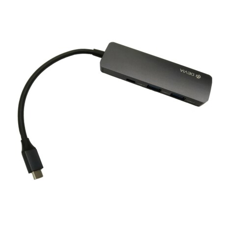 ADAPTADOR HUB DEVIA 4 EN 1 | USB TIPO-C A HDMI + USB3.0*2 + PD DEVIA (Updated) Grey