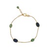 Pulsera Force-Plata Rodinada micra oro 18k-Piedra Esmeralda y Zafiro-PU2003 conpiedra