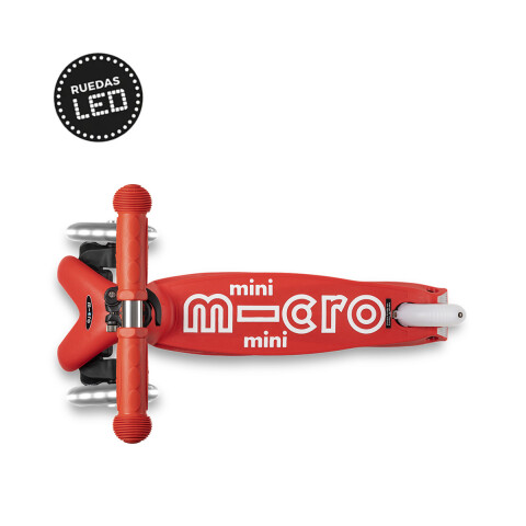 Monopatín Micro Mini Deluxe LED Ajustable con 3 Ruedas ROJO