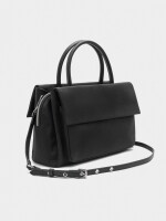 Bolso Tote De Nylon Con Doble Solapa negro